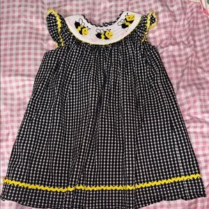 Black and Yellow Kids Dress with Bee Design